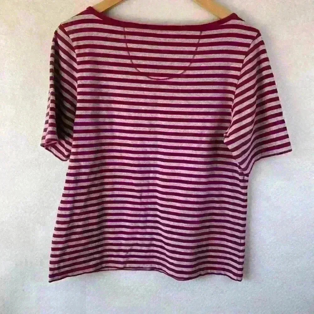 Tommy Bahama Women's Magenta and‎ Gray Striped Short Sleeve Shirt Size Large - Picture 8 of 13